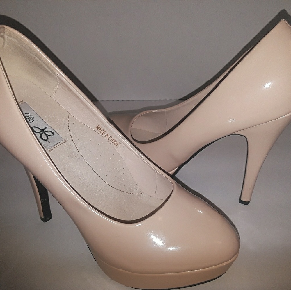 JB - Patent Nude Platform Pumps